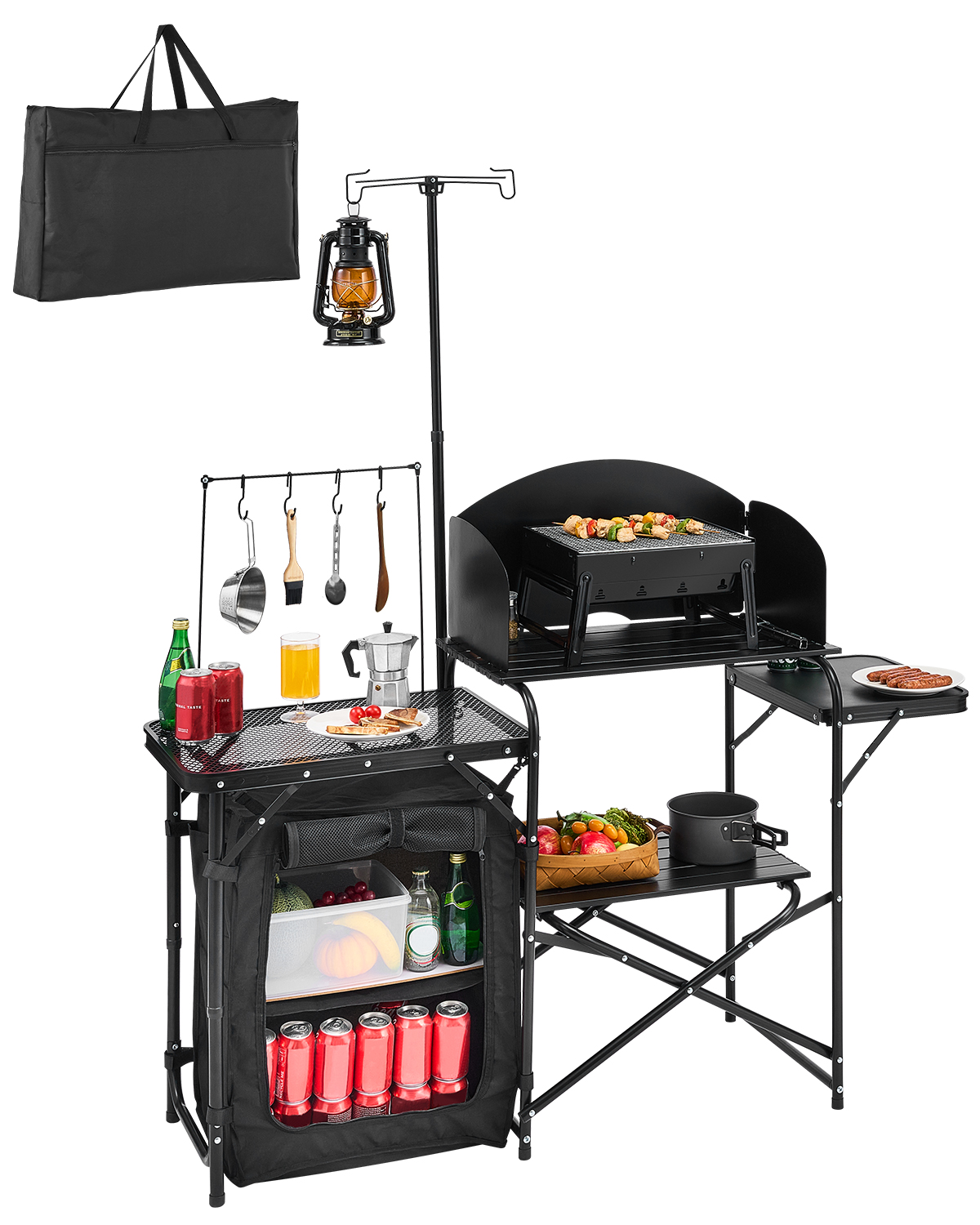 Camping Cooking Table With Storage - Tavolo da campeggio pieghevole Tavolo da