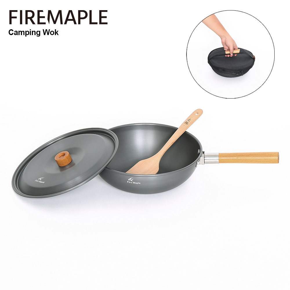 Camping Cooking On Fire - Wok da campeggio in acero da