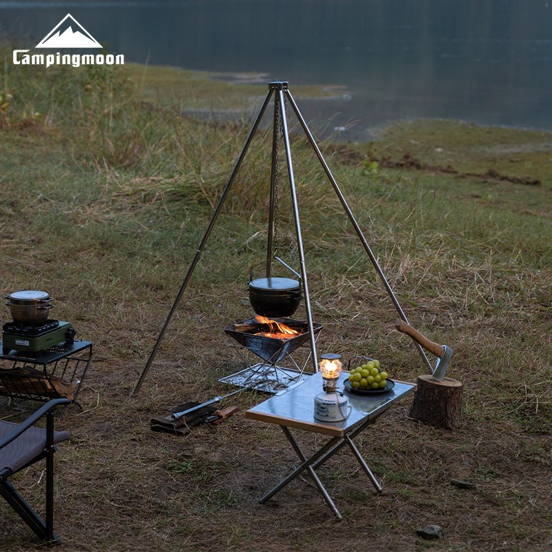 Camping Hanging Cooking Pot - CAMPINGMOON Outdoor MT-130 treppiede da campeggio
