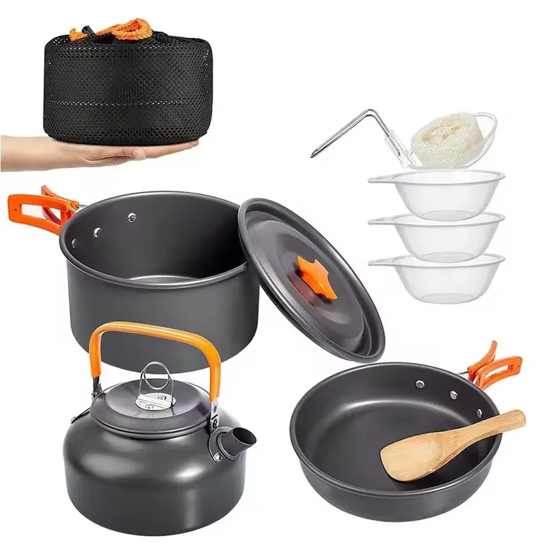 Camping Cooking Set With Kettle - Set da Campeggio in Lega di