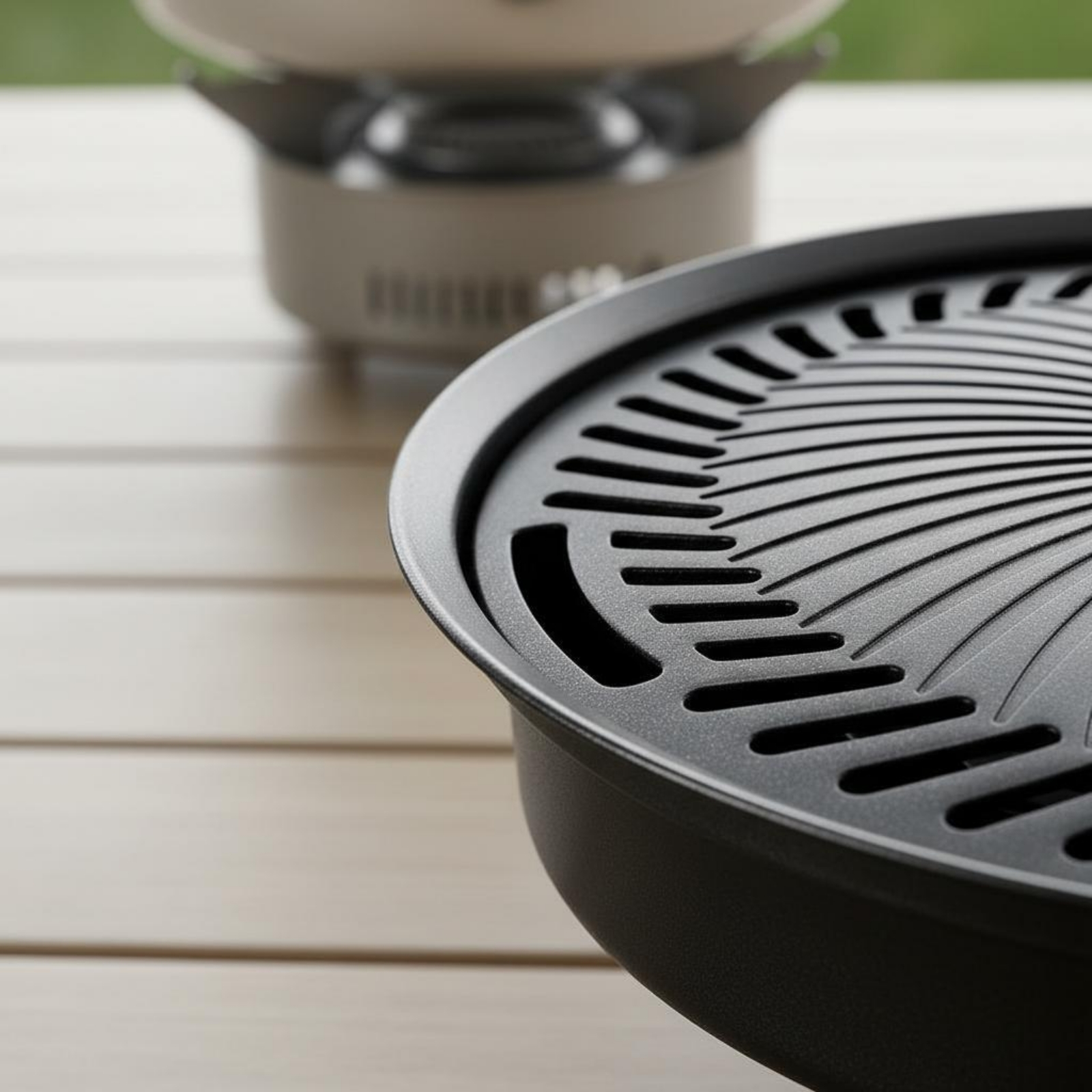 Camping Cooking Grill - Piastra per Barbecue Coreano Antiaderente Rotonda,