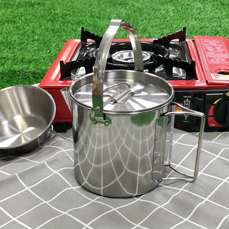 Camping Cooking Ware - Bollitore in acciaio da esterno compatto
