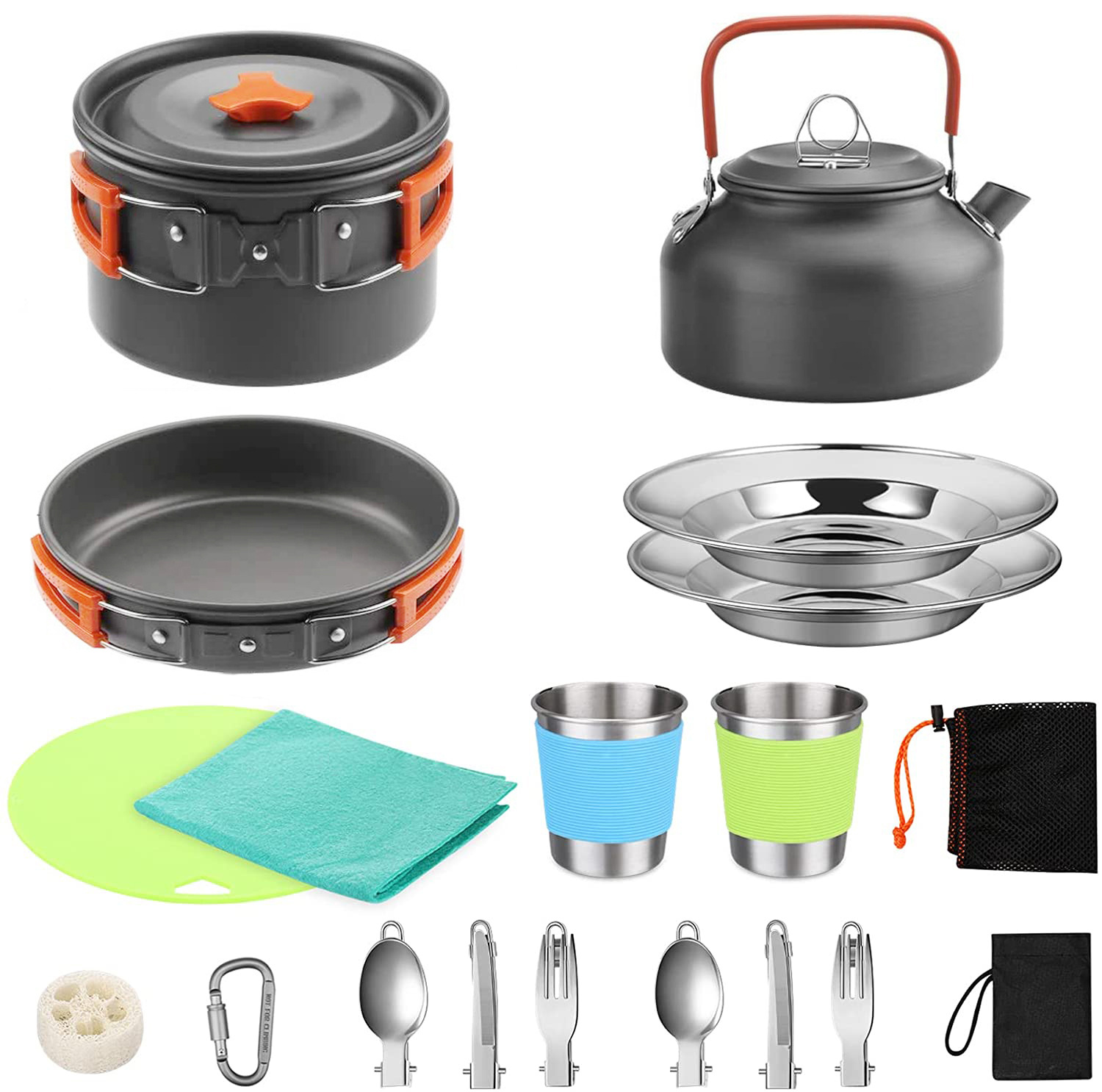 Camping Cooking Set With Kettle - Set Completo da Campeggio per 2-3