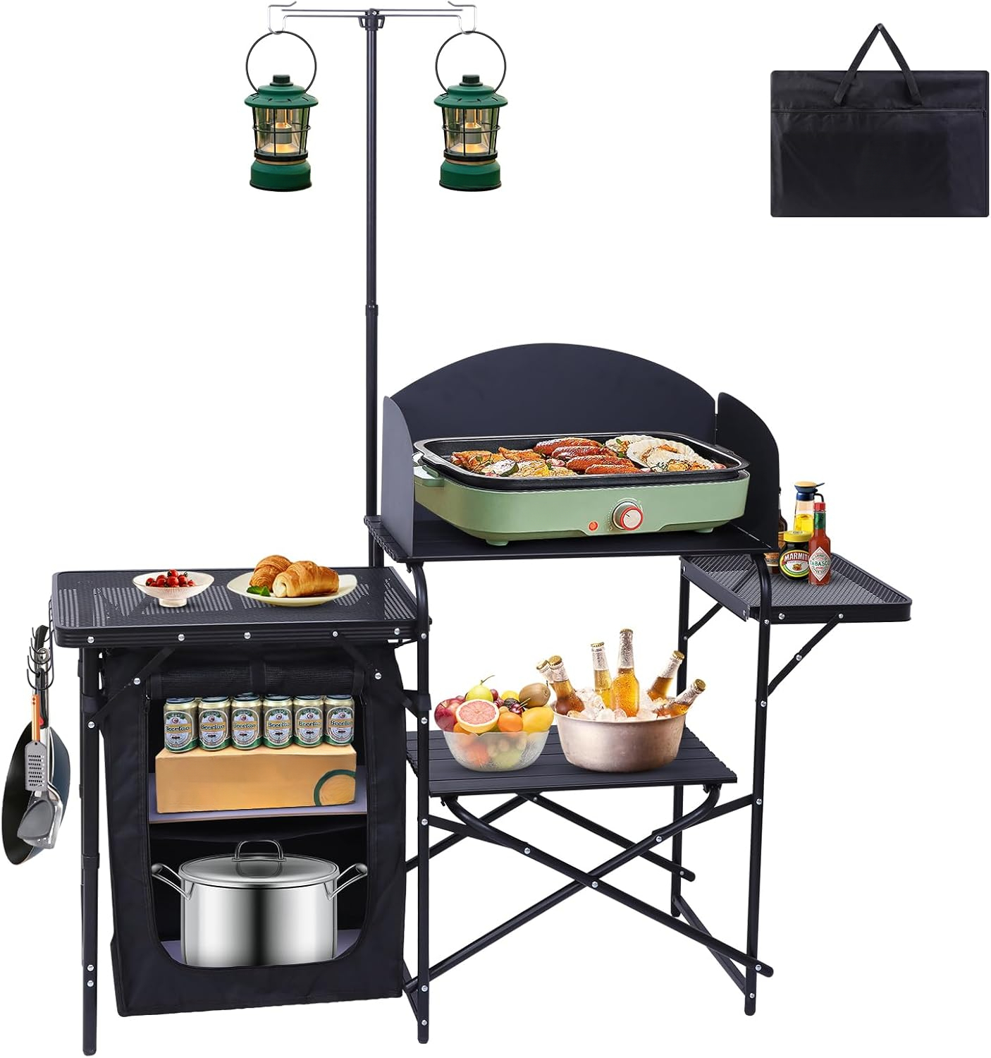 Camping Cooking Table With Storage - Tavolo da cucina da campeggio, stazione