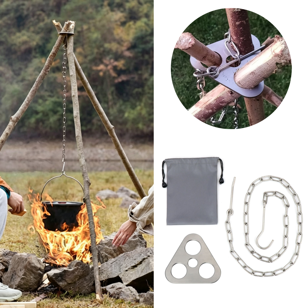 Camping Hanging Cooking Pot - Treppiede da Campeggio Regolabile per Cucinare