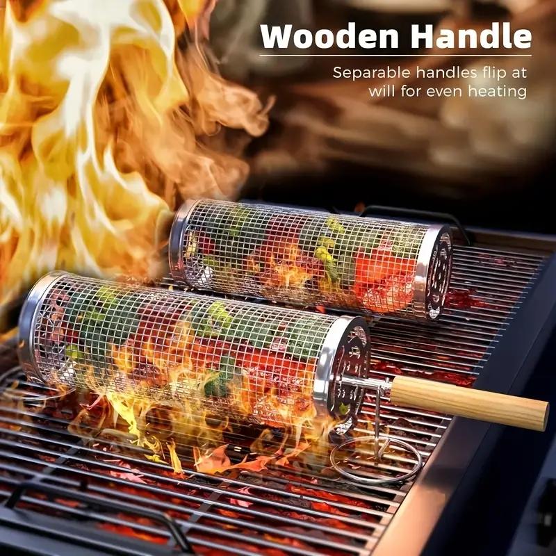 Camping Cooking Grill - Cestello per Barbecue in Acciaio Inox,