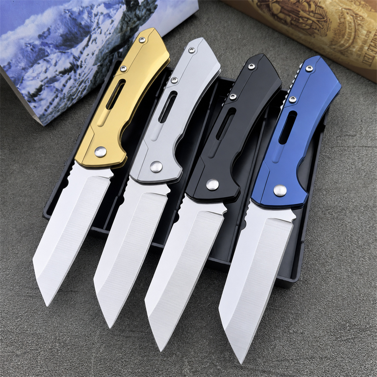 Camping Cooking Knife Set - Set di 4 Coltelli Tascabili Pieghevoli