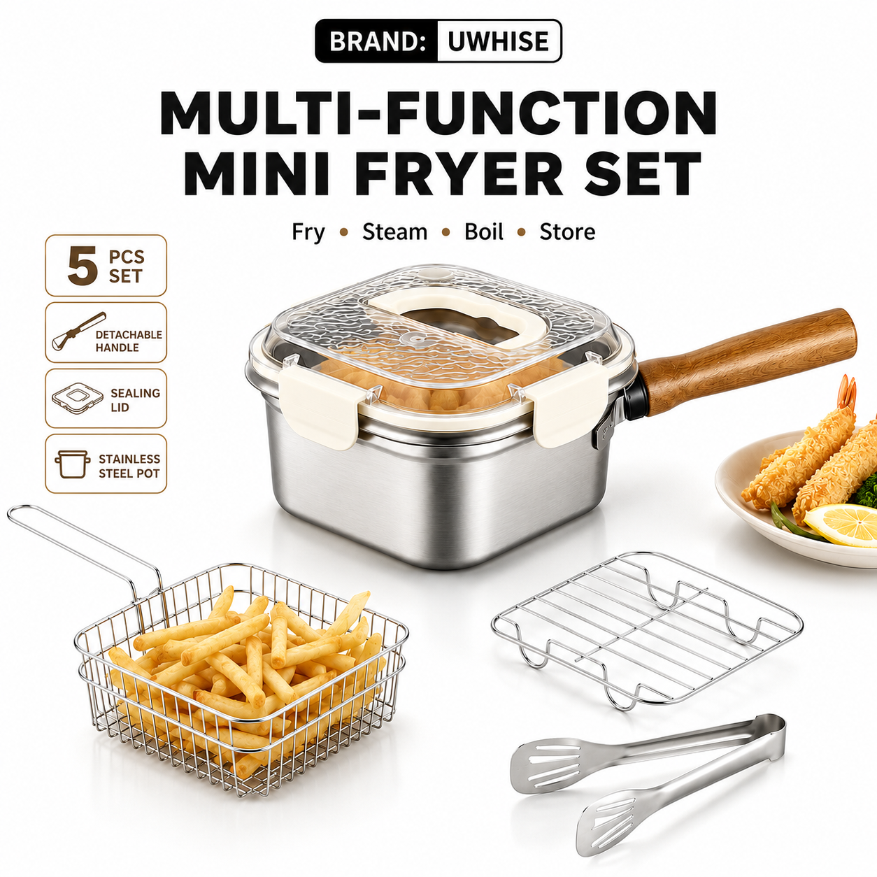 Camping Cooking With Gas - Pentola Quadrata per Frittura Uwhise in