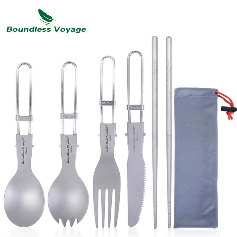 Camping Cooking Knife Set - Boundless Voyage Titanium Posate da campeggio