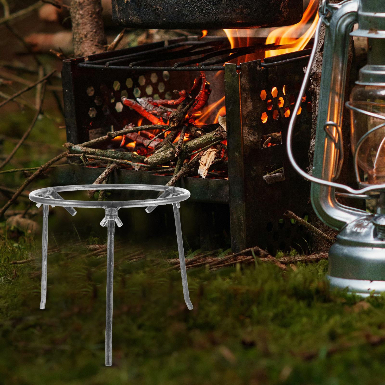 Camping Cooking Open Fire - Treppiede in Acciaio Resistente per Campeggio,