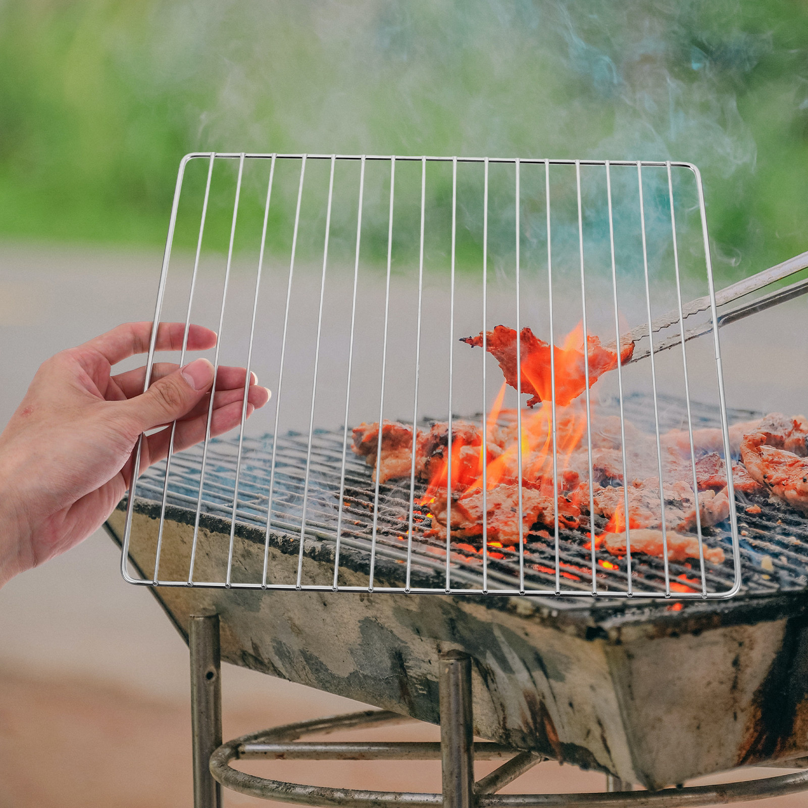 Camping Cooking Grill - Griglia in Acciaio Inox per Barbecue,