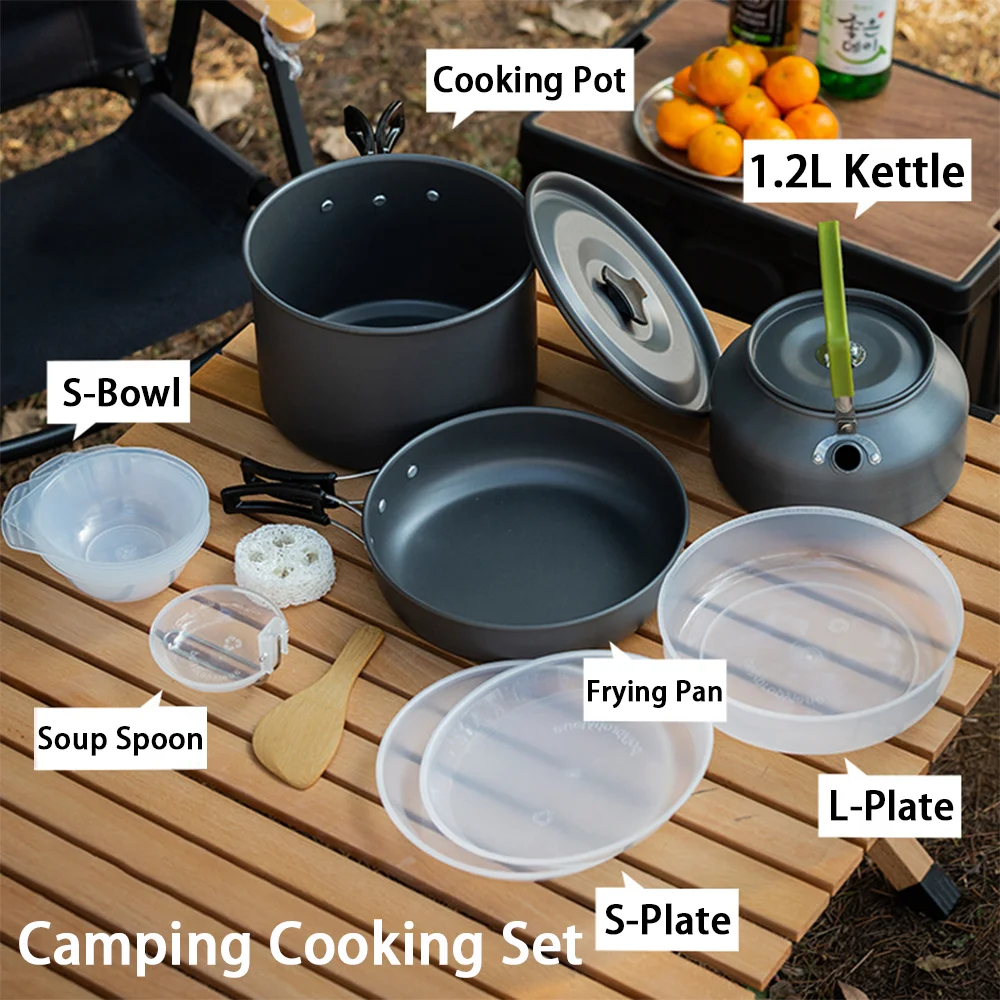 Camping Cooking Set Large - Kit da Cucina da Campeggio Antiaderente