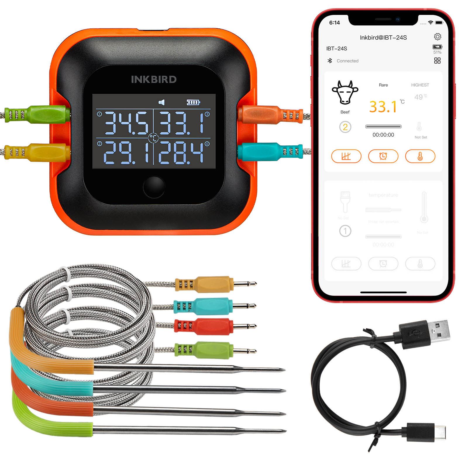 Meat Thermometer Camp - Termometro per carne Bluetooth INKBIRD con