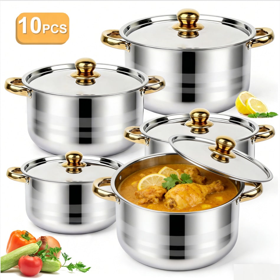 Camping Cooking Pan Set - Set di pentole in acciaio inossidabile,