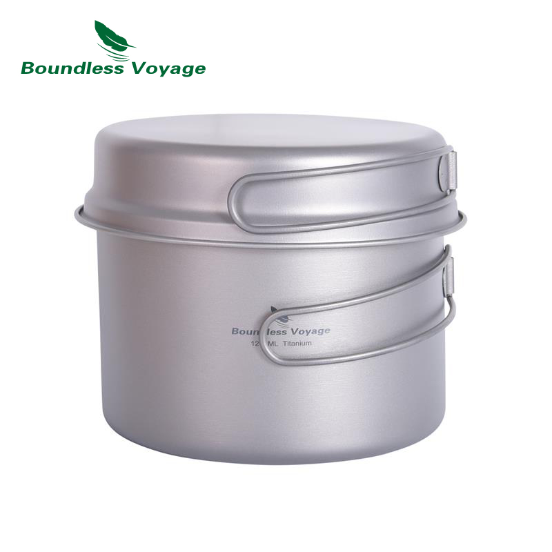 Camping Cooking Set Large - Boundless Voyage Titanium Pot & Padella