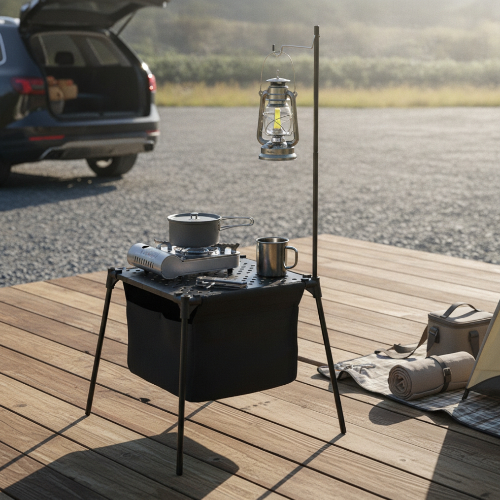 Camping Cooking Table With Storage - Tavolo da Campeggio con Borsa Portaoggetti,