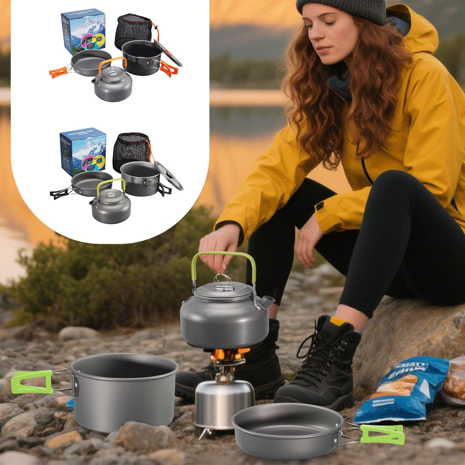 Camping Cooking Set With Kettle - Pentole da campeggio Set di pentole