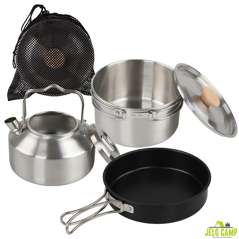 Camping Cooking Set With Kettle - Set di Pentole da Campeggio in