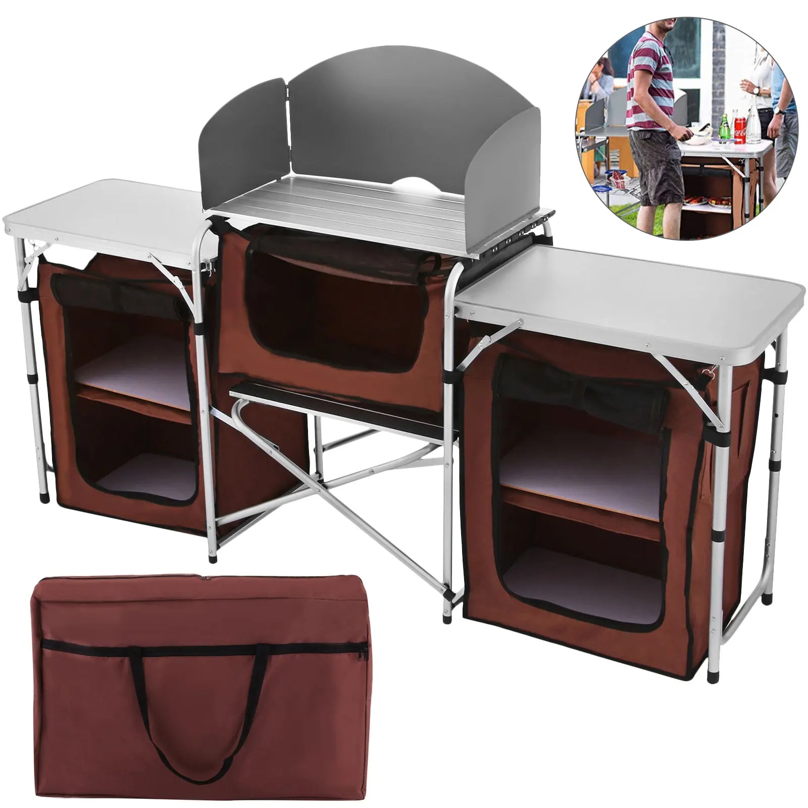 Camping Cooking Table With Storage - Tavolo da Cucina Pieghevole Singwinner per
