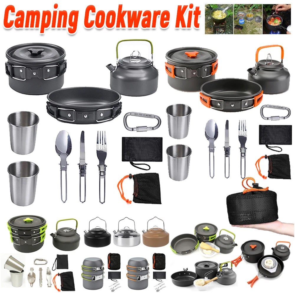 Camping Cooking Set With Kettle - Kit da Cucina da Campeggio: Bollitore,