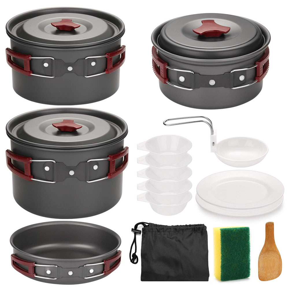 Camping Cooking Pan Set - Kit di pentole da campeggio all'aperto