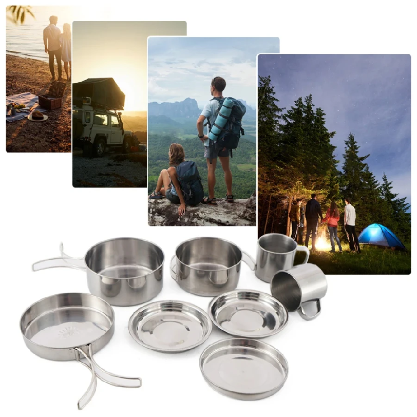 Set da 8 Pezzi per Campeggio,  - Camping Cooking Set Large recensione e prezzo