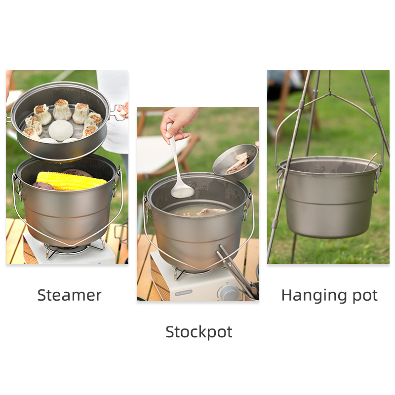 Pentola sospesa in titanio con - Camping Hanging Cooking Pot recensione e prezzo