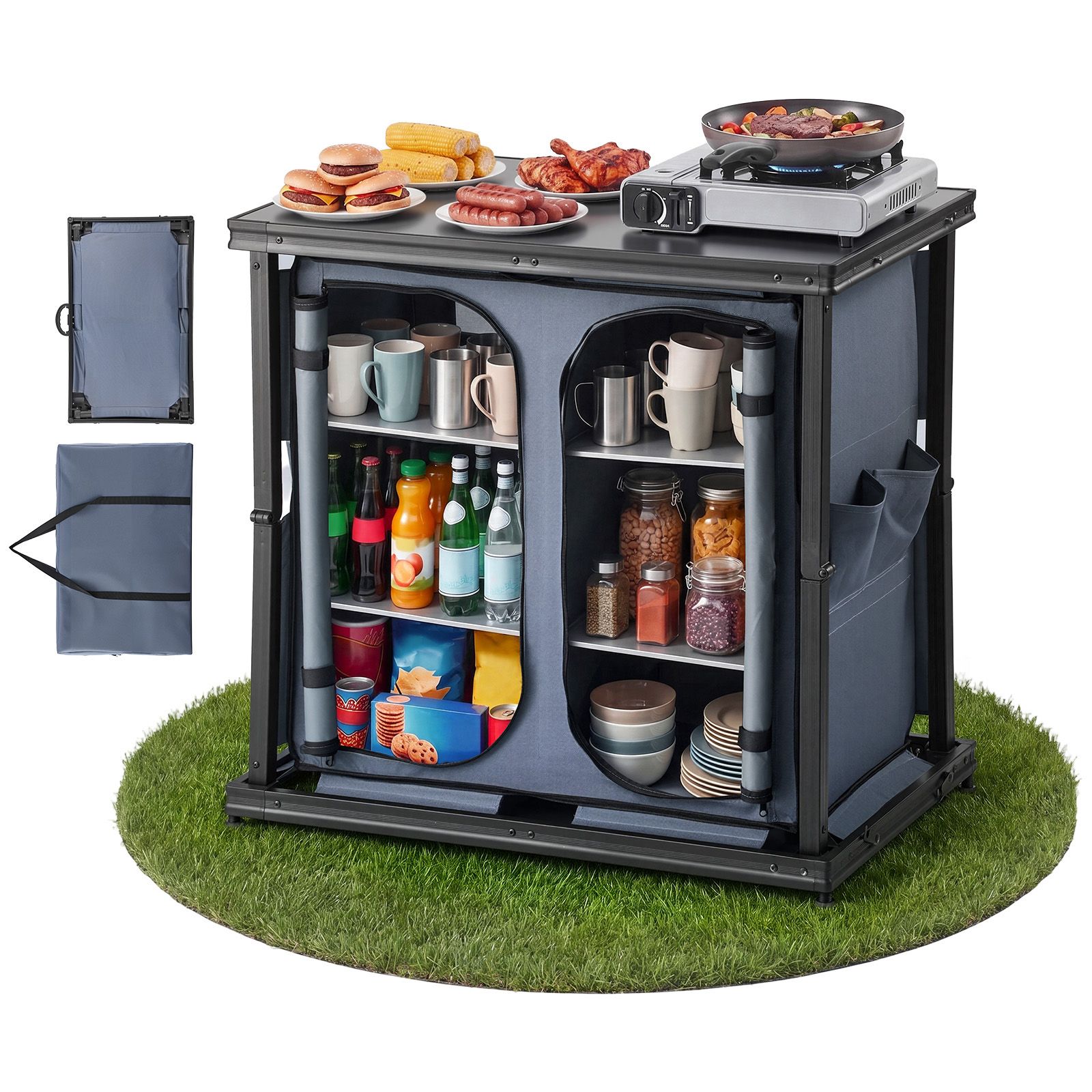 Armadio pieghevole per campegg - Camping Cooking Table With Storage recensione e prezzo