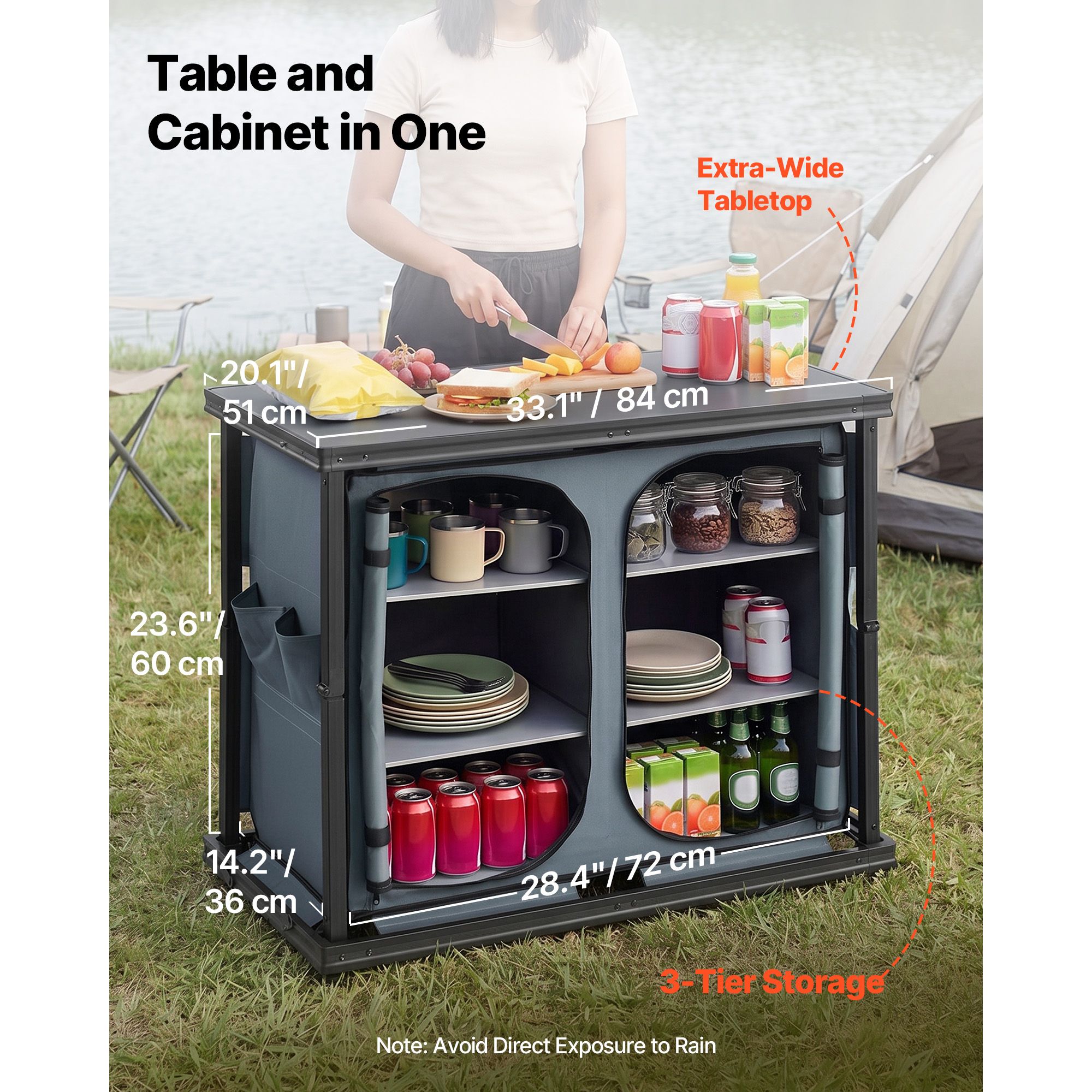 Armadio pieghevole per campegg - Camping Cooking Table With Storage recensione e prezzo