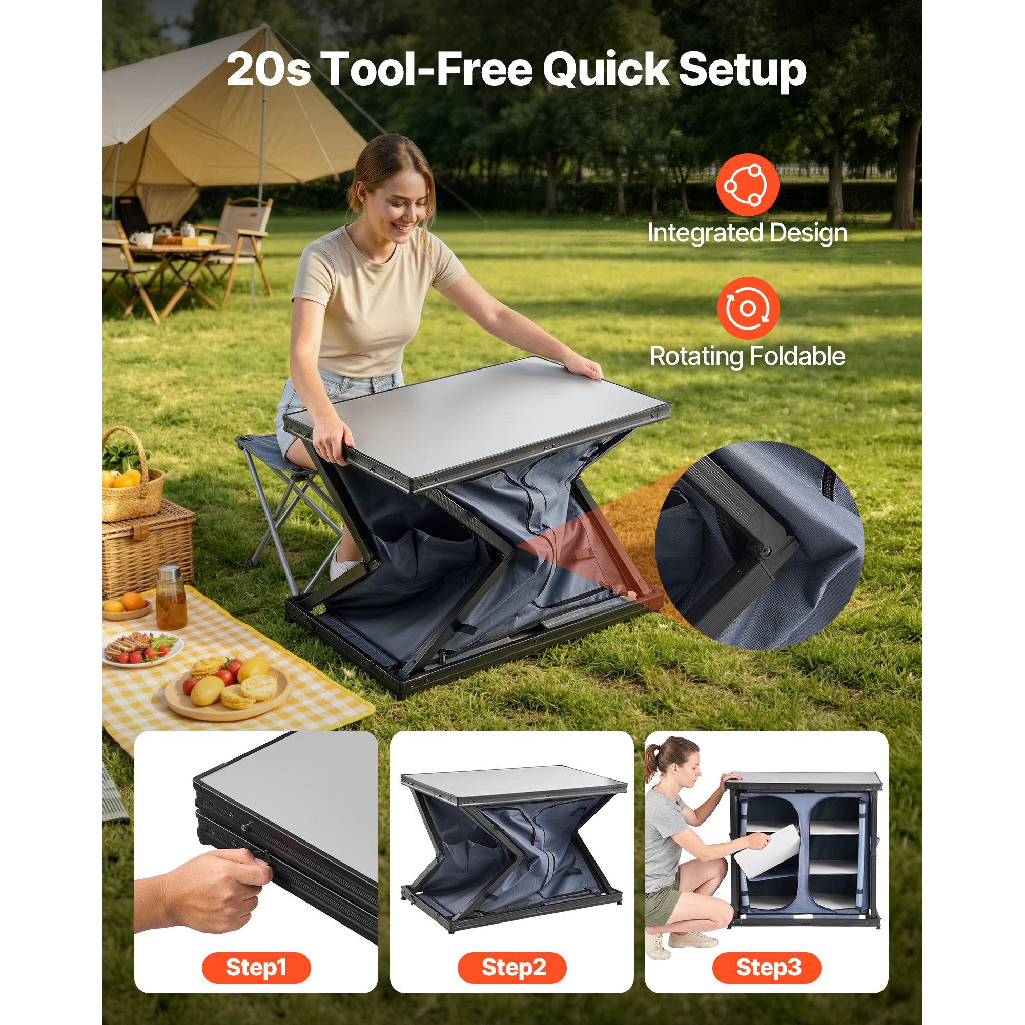 Armadio pieghevole per campegg - Camping Cooking Table With Storage recensione e prezzo