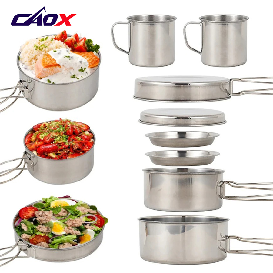 CAOX Set da 8 Pezzi per Campeg - Camping Cooking Set Large recensione e prezzo