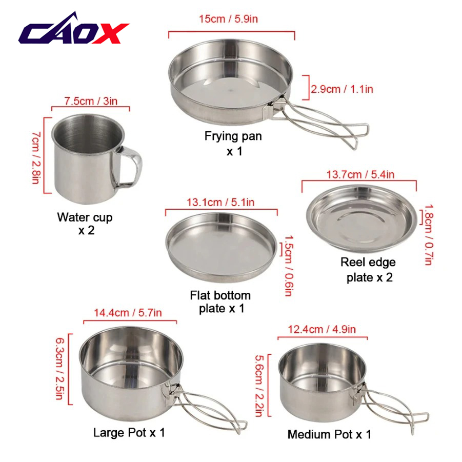 CAOX Set da 8 Pezzi per Campeg - Camping Cooking Set Large recensione e prezzo