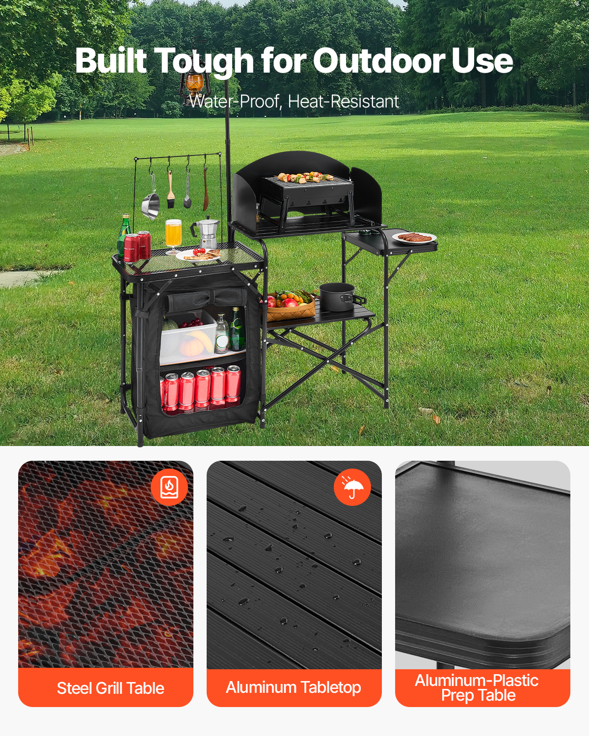 Tavolo da campeggio pieghevole - Camping Cooking Table With Storage recensione e prezzo
