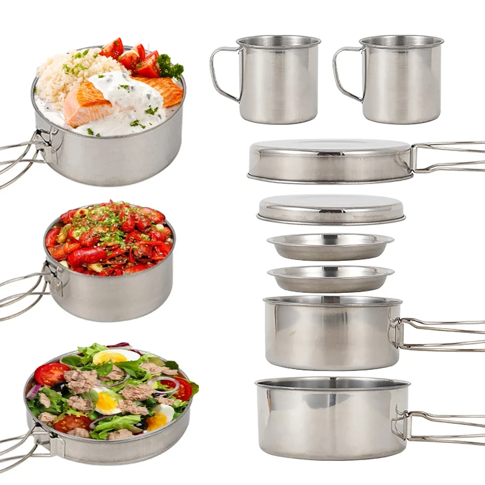 8 pezzi/set pentole da campegg - Camping Cooking Set Large recensione e prezzo