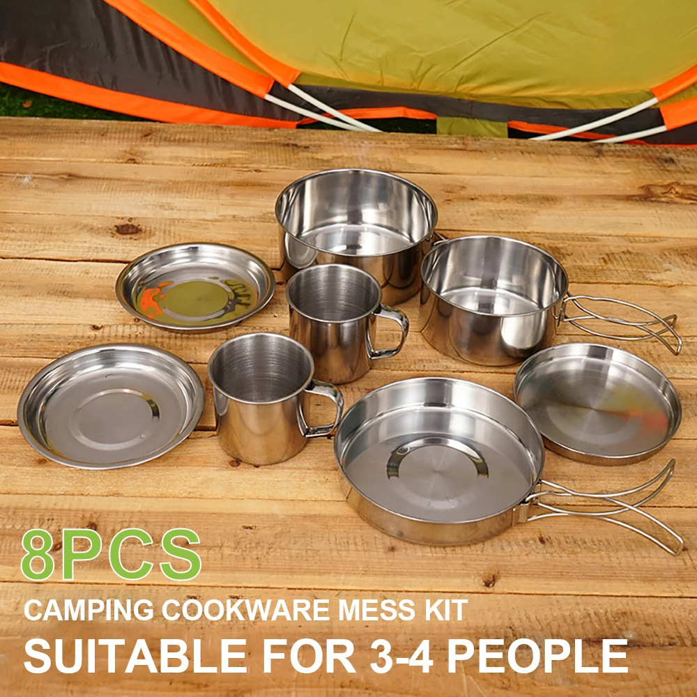 8 pezzi/set pentole da campegg - Camping Cooking Set Large recensione e prezzo