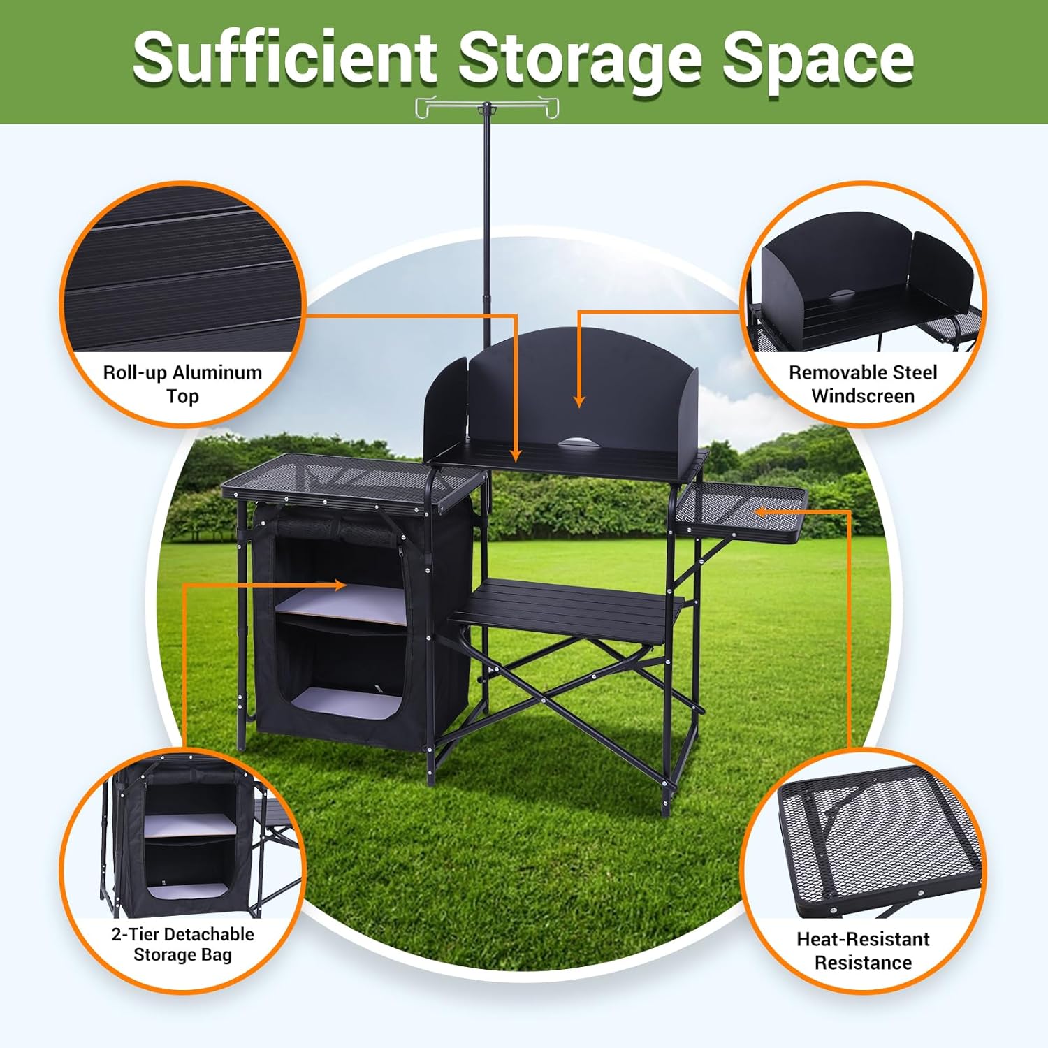 Tavolo da cucina da campeggio, - Camping Cooking Table With Storage recensione e prezzo