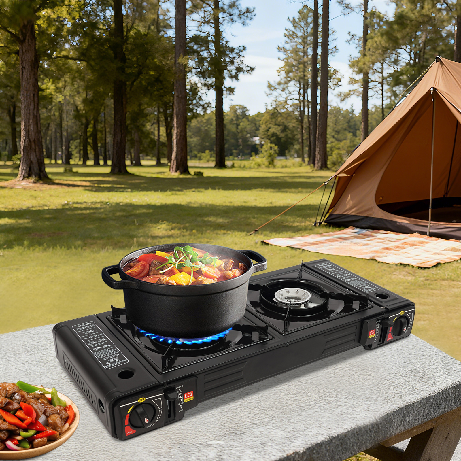 Fornello da Campeggio 2500W co - Camping Cooking Table With Storage recensione e prezzo