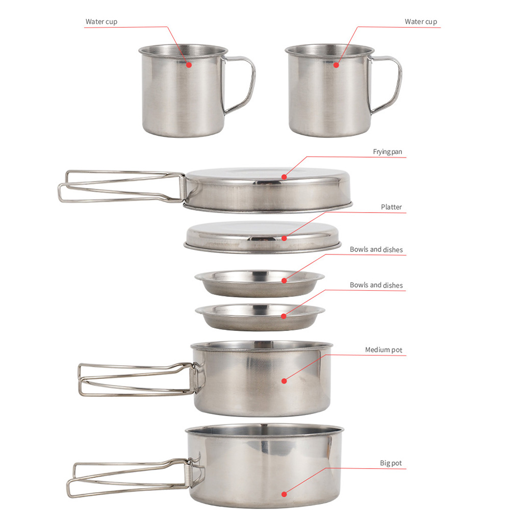 8 pezzi set di pentole da camp - Camping Cooking Set Large recensione e prezzo