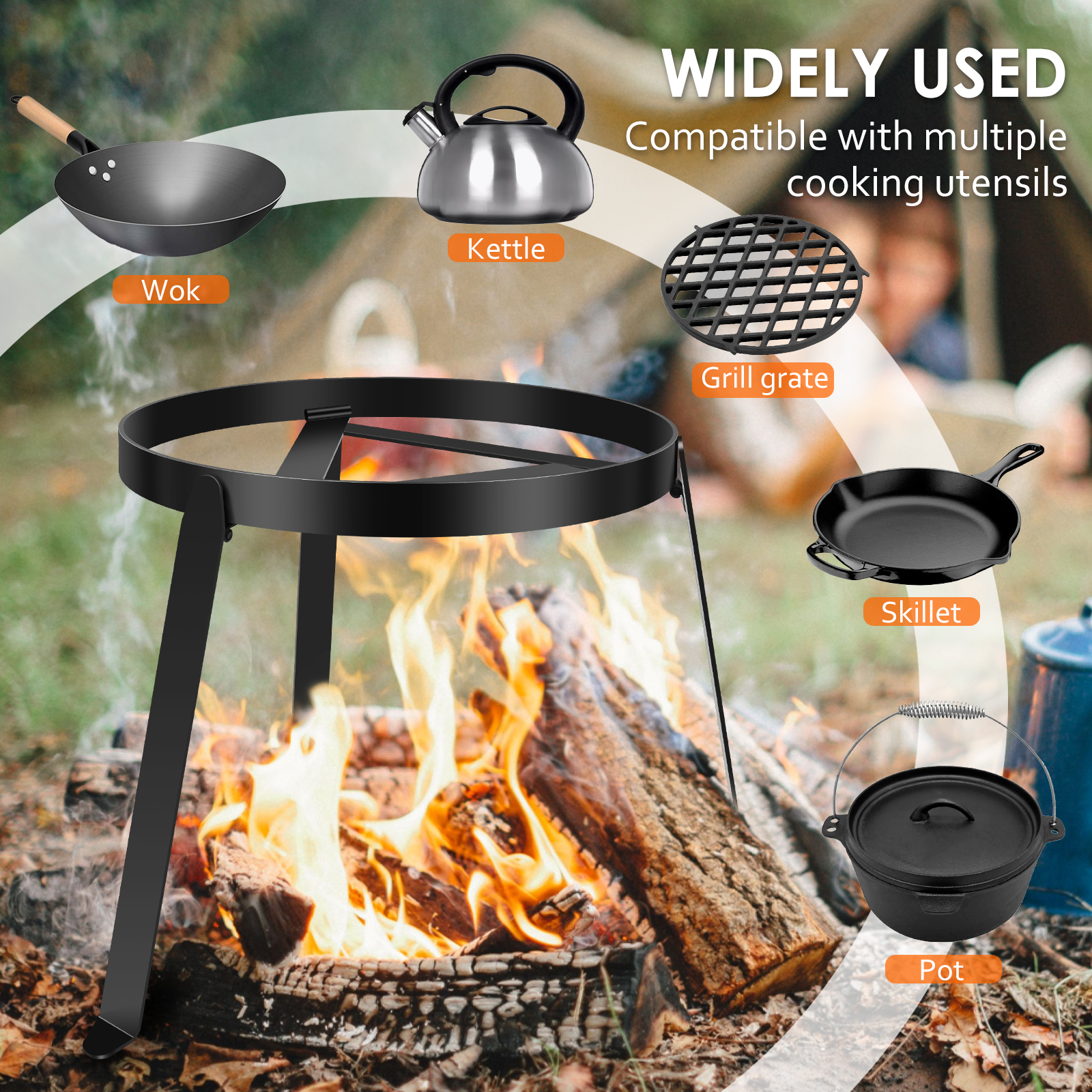 Treppiede per falò da cucina,  - Camping Cooking Open Fire recensione e prezzo