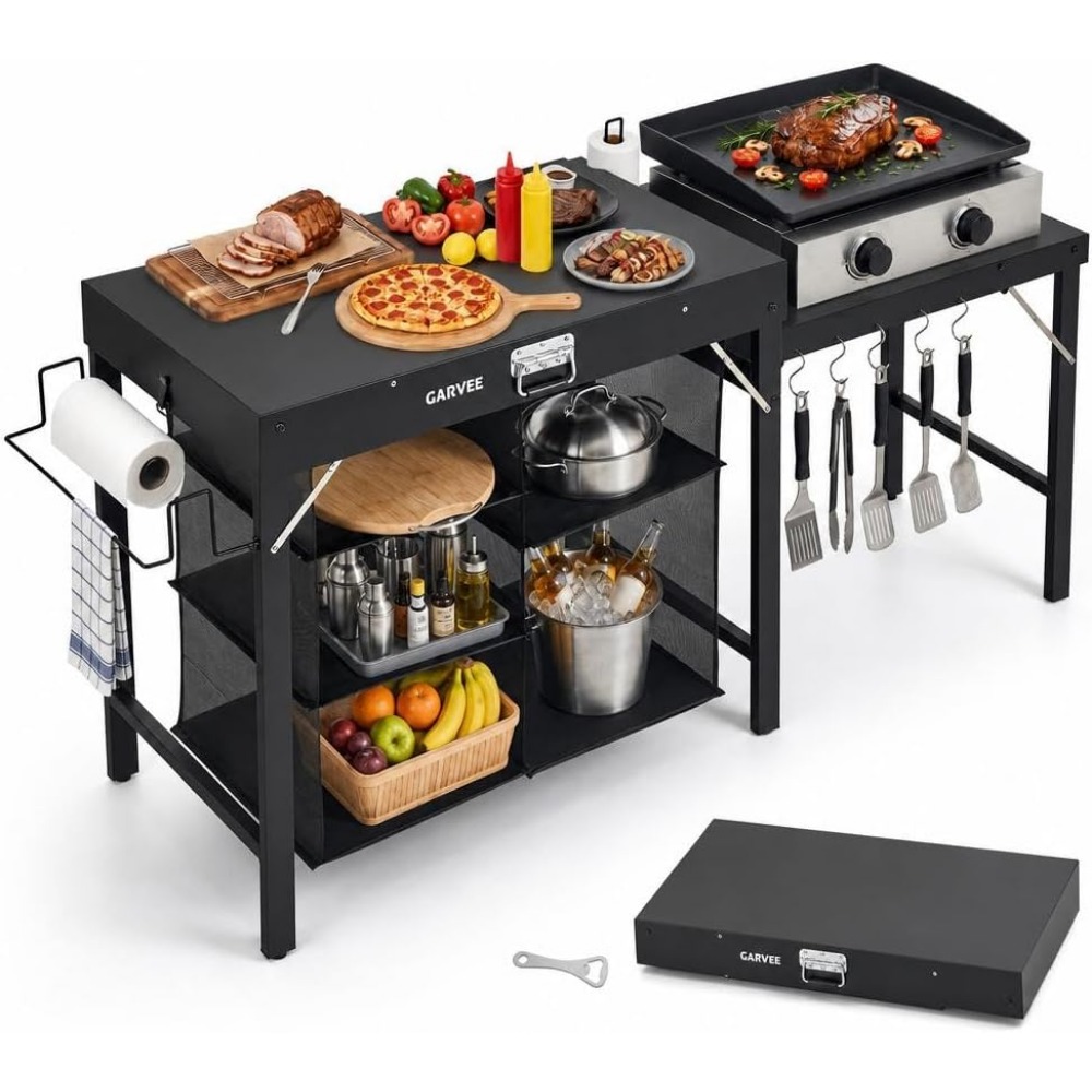 Tavolo Grill Pieghevole in Met - Camping Cooking Table With Storage recensione e prezzo