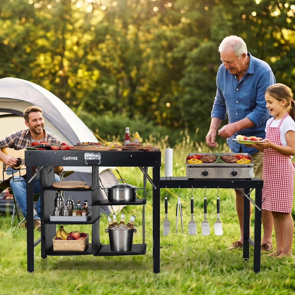 Tavolo Grill Pieghevole in Met - Camping Cooking Table With Storage recensione e prezzo