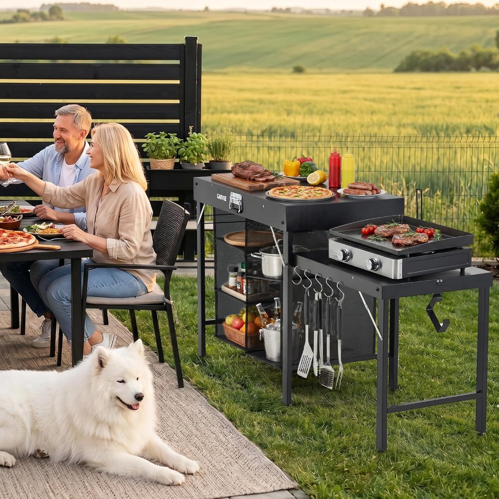 Tavolo Grill Pieghevole in Met - Camping Cooking Table With Storage recensione e prezzo