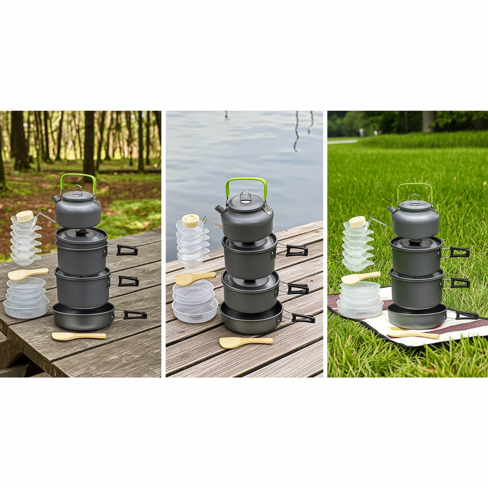 Kit da Cucina da Campeggio con - Camping Cooking Set With Kettle recensione e prezzo