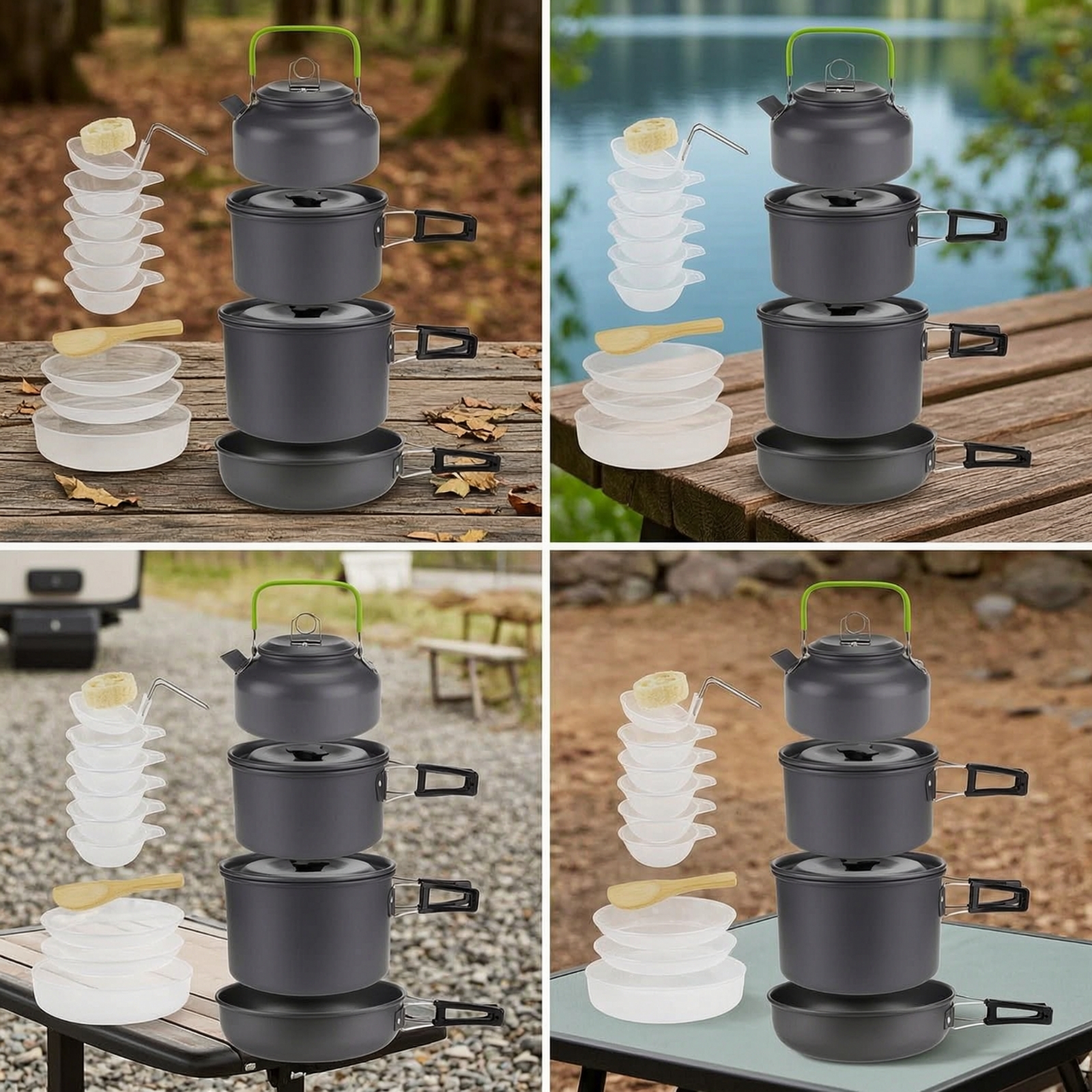 Kit da Cucina da Campeggio con - Camping Cooking Set With Kettle recensione e prezzo
