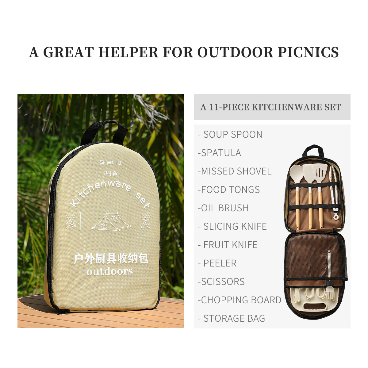 Set da picnic portatile all'ap - Camping Cooking Knife Set recensione e prezzo